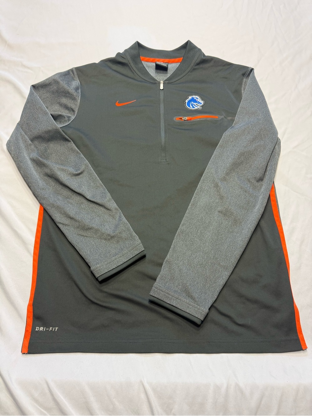 Nike Men’s Gray with Orange Trim Quarter-Zip Pullover